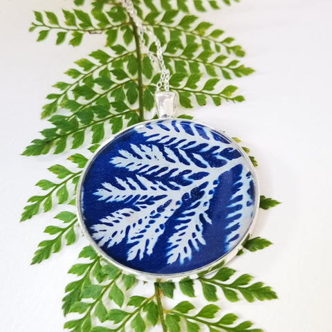 Frond - silver plated pendant and necklace