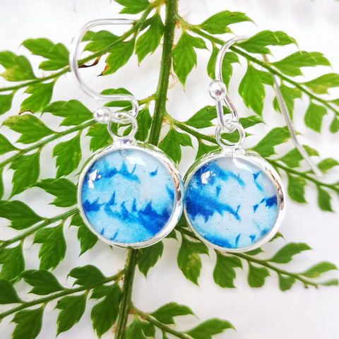 Frond - silver plated earrings