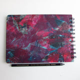 Original Monoprint Bound Mixed Media A5 Notebook – 220gsm Seawhite Paper (20 Pages / 40 Sides) - fatsia