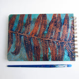 Original Monoprint Bound All Media A5 Notebook – 160gsm Seawhite Paper (50 Pages / 100 Sides) - frond
