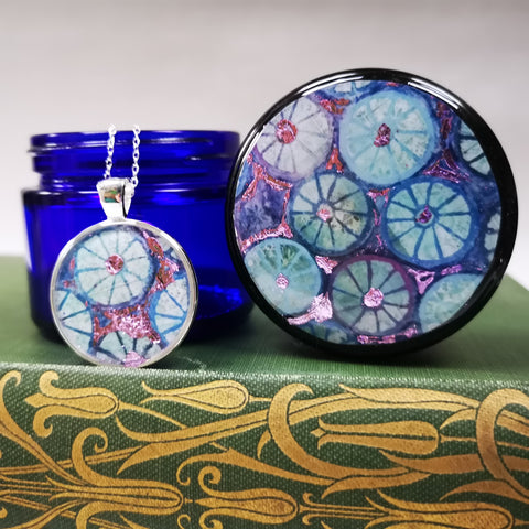 Blueberry Trinket Pot and Pendant Set