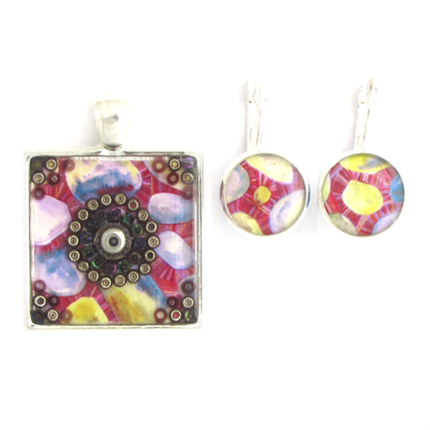 Cobble - silver plated necklace and earrings set