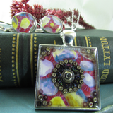 Cobble - silver plated necklace and earrings set