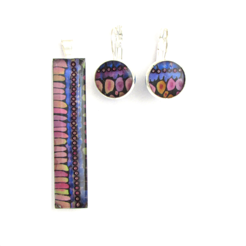 Diadem - silver plated pendant and earring set