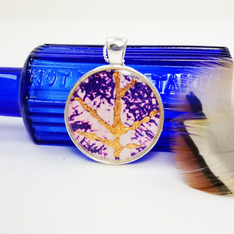 Vein - silver plated pendant and necklace