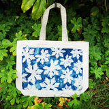 Cyanotype tote bag - large - geranium leaf design