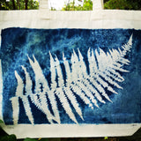 Cyanotype tote bag - large - fern design