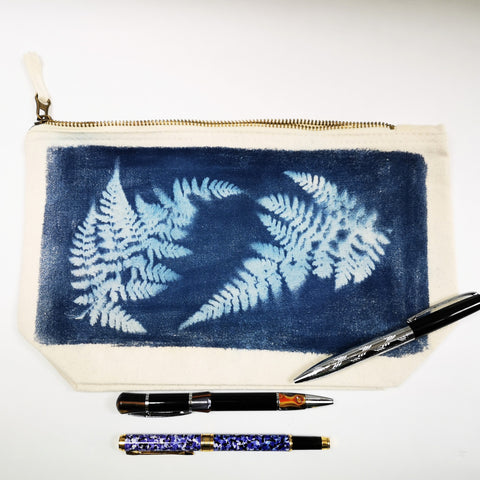 Pencil case/ make up bag (medium) -  fern design