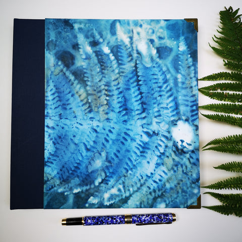 Handbound sketchbook / journal / notebook / diary / cyanotype bracken design