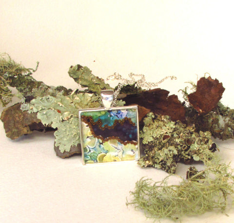 silver plated resin pendant