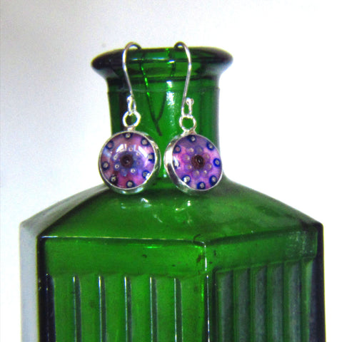 Plum - silver plated earrings