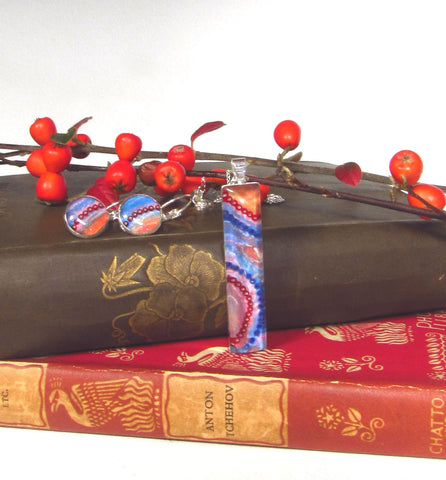 Saturn - silver plated necklace and earrings set