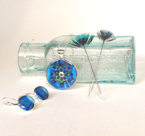 Spicule - silver plated necklace and earrings set