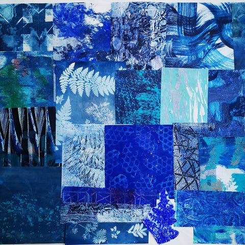 Blue - Mixed Media Collage paper pack - great for craft projects