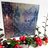 Chinese Lantern - Mixed Media Collage Art Work on Wood Canvas