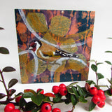 Goldfinch - Mixed Media Collage Art Work on Wood Canvas