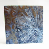 Allium Head - Mixed Media Collage Art Work on Wood Canvas