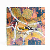 Goldfinch - Mixed Media Collage Art Work on Wood Canvas