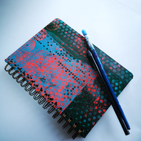 Original Monoprint Bound All Media A5 Notebook – 160gsm Seawhite Paper (50 Pages / 100 Sides) - Data