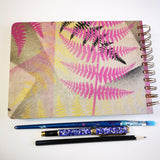 Original Monoprint Bound All Media A5 Notebook – 160gsm Seawhite Paper (50 Pages / 100 Sides) - Fronds