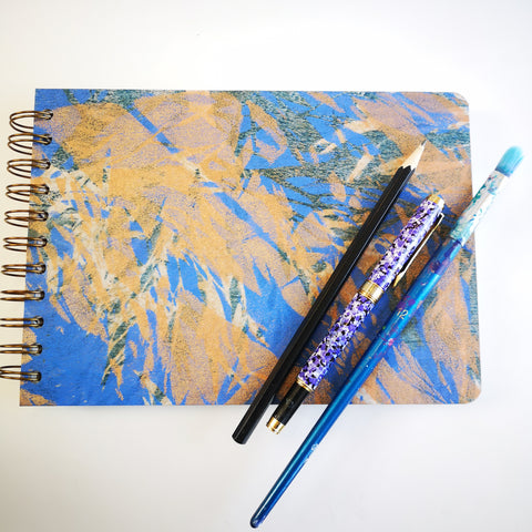 Original Monoprint Bound All Media A5 Notebook – 160gsm Seawhite Paper (50 Pages / 100 Sides) - Meadow