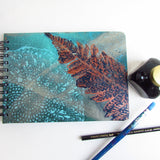 Original Monoprint Bound Mixed Media A5 Notebook – 220gsm Seawhite Paper (20 Pages / 40 Sides) - fern