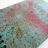 Original Monoprint Bound Mixed Media A5 Notebook – 220gsm Seawhite Paper (20 Pages / 40 Sides) - lace