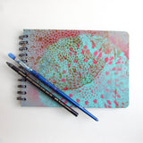 Original Monoprint Bound Mixed Media A5 Notebook – 220gsm Seawhite Paper (20 Pages / 40 Sides) - lace