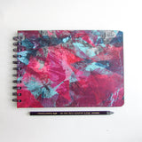 Original Monoprint Bound Mixed Media A5 Notebook – 220gsm Seawhite Paper (20 Pages / 40 Sides) - fatsia