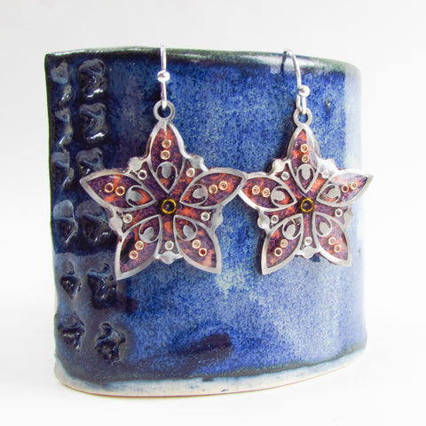 Anemone - Floral Monoprint Earrings