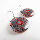 Dahlia - Mandala Monoprint Earrings