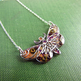 Nocturne - Moth Monoprint Pendant and Sterling Silver Necklace