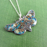 Flutter - Moth Monoprint Pendant and Sterling Silver Necklace