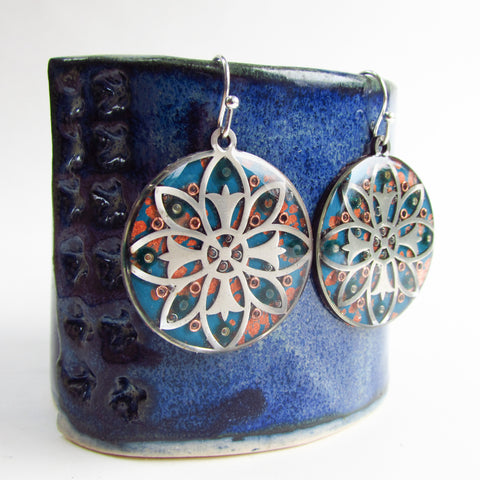 Heaven - Mandala Monoprint Earrings