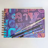 Original Monoprint Bound All Media A5 Notebook – 160gsm Seawhite Paper (50 Pages / 100 Sides) - Type