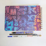 Original Monoprint Bound All Media A5 Notebook – 160gsm Seawhite Paper (50 Pages / 100 Sides) - Type