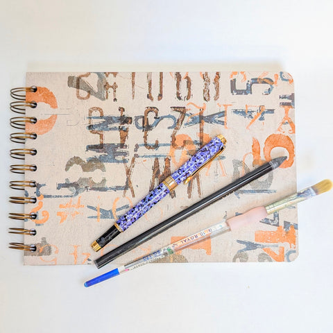 Original Monoprint Bound All Media A5 Notebook – 160gsm Seawhite Paper (50 Pages / 100 Sides) - Font