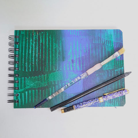 Original Monoprint Bound All Media A5 Notebook – 160gsm Seawhite Paper (50 Pages / 100 Sides) - Distort