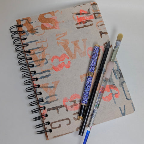 Original Monoprint Bound All Media A5 Notebook – 160gsm Seawhite Paper (50 Pages / 100 Sides) - Letterpress