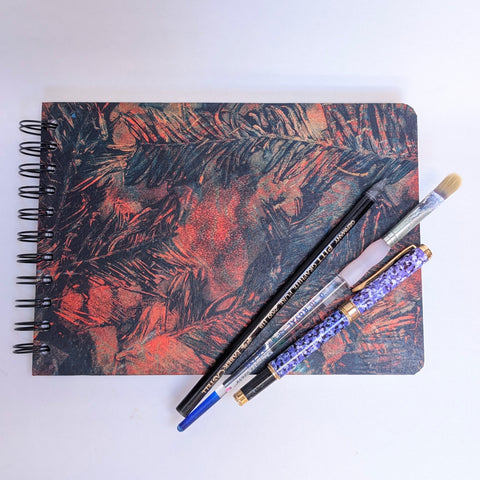 Original Monoprint Bound All Media A5 Notebook – 160gsm Seawhite Paper (50 Pages / 100 Sides) - Yew