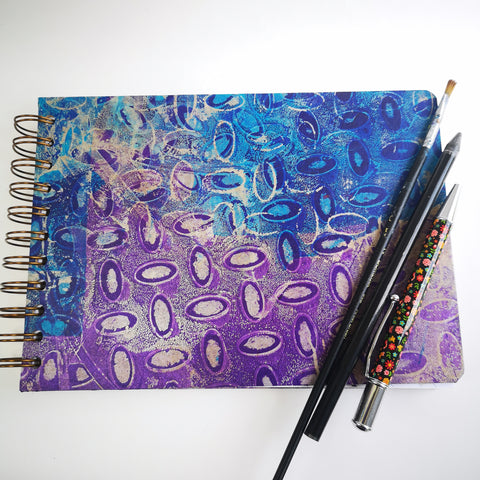 Original Monoprint Bound All Media A5 Notebook – 160gsm Seawhite Paper (50 Pages / 100 Sides) - Steel