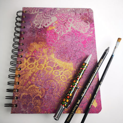 Original Monoprint Bound All Media A5 Notebook – 160gsm Seawhite Paper (50 Pages / 100 Sides) - Doily