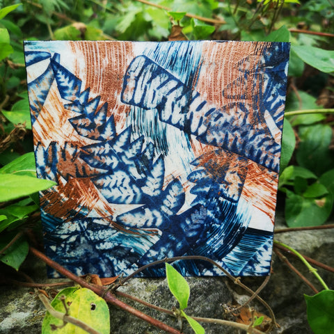 Undergrowth - Mixed Media Collage Art Work on Wood Canvas