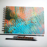 Original Monoprint Bound All Media A5 Notebook – 160gsm Seawhite Paper (50 Pages / 100 Sides) - Jazz