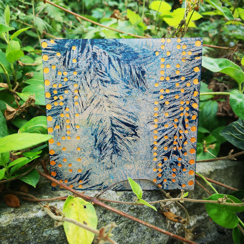 Yew - Mixed Media Collage Art Work on Wood Canvas