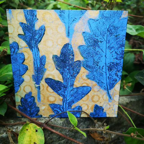 Quercus - Mixed Media Collage Art Work on Wood Canvas