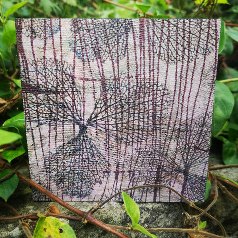 Hydrangea - Mixed Media Collage Art Work on Wood Canvas