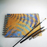 Original Monoprint Bound All Media A5 Notebook – 160gsm Seawhite Paper (50 Pages / 100 Sides) - Blue Fern