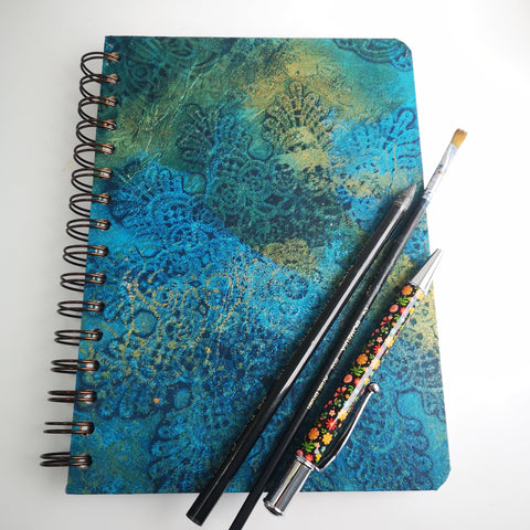 Original Monoprint Bound All Media A5 Notebook – 160gsm Seawhite Paper (50 Pages / 100 Sides) - Lace