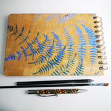 Original Monoprint Bound All Media A5 Notebook – 160gsm Seawhite Paper (50 Pages / 100 Sides) - Blue Fern